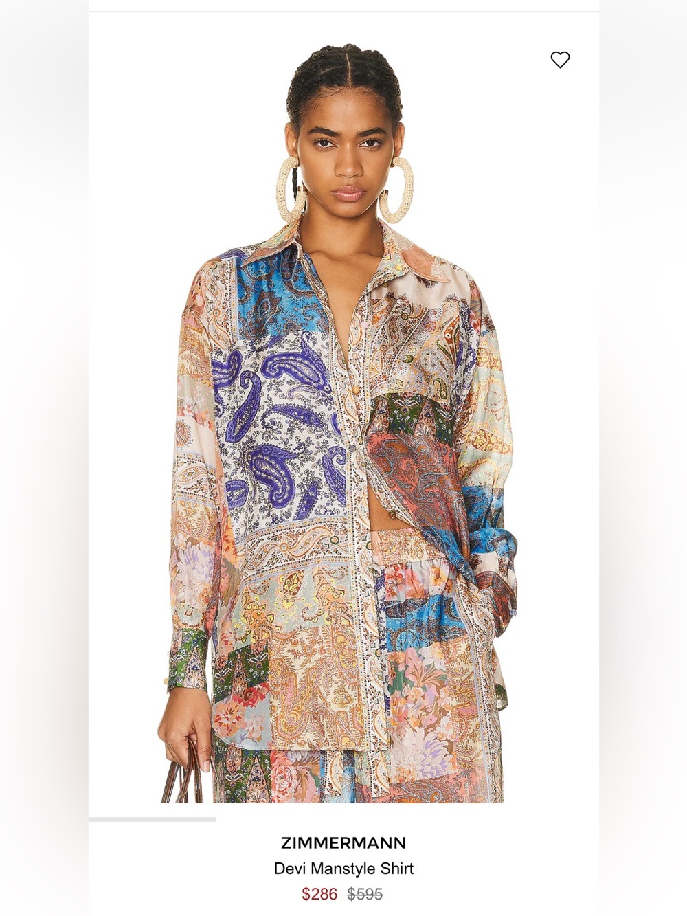 Zimmermann Devi Patchwork Paisley Silk Shirt Multicolor Size 2